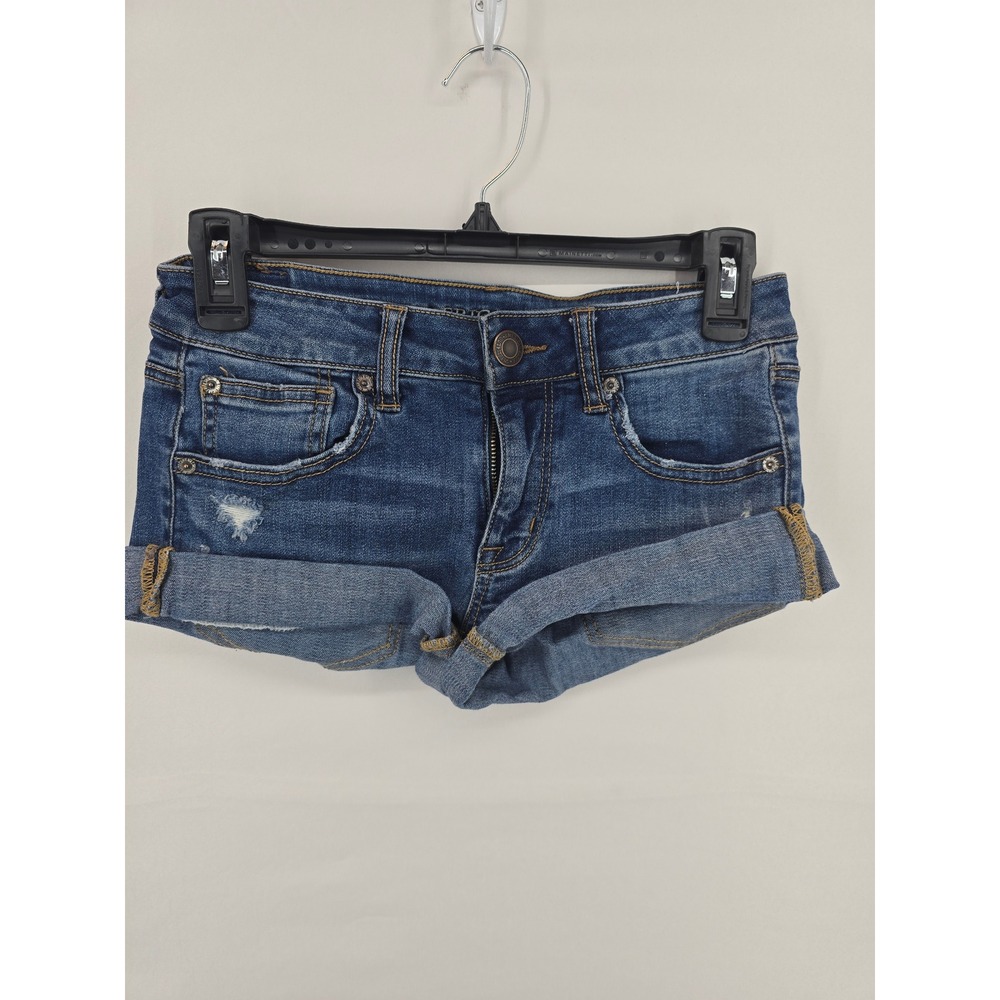 American Eagle Super Stretch X Dark Wash Denim Cuffed Shorts Womens Size 2